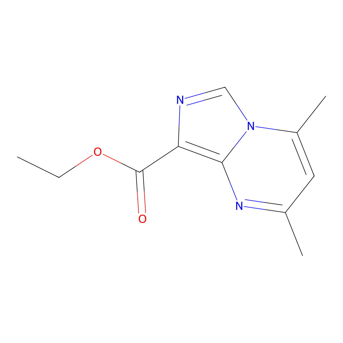 Ethyl 2,4-dimethylimidazo(1,5-a)pyrimidine-8-carboxylate molecular structure, CAS 32704-61-3
