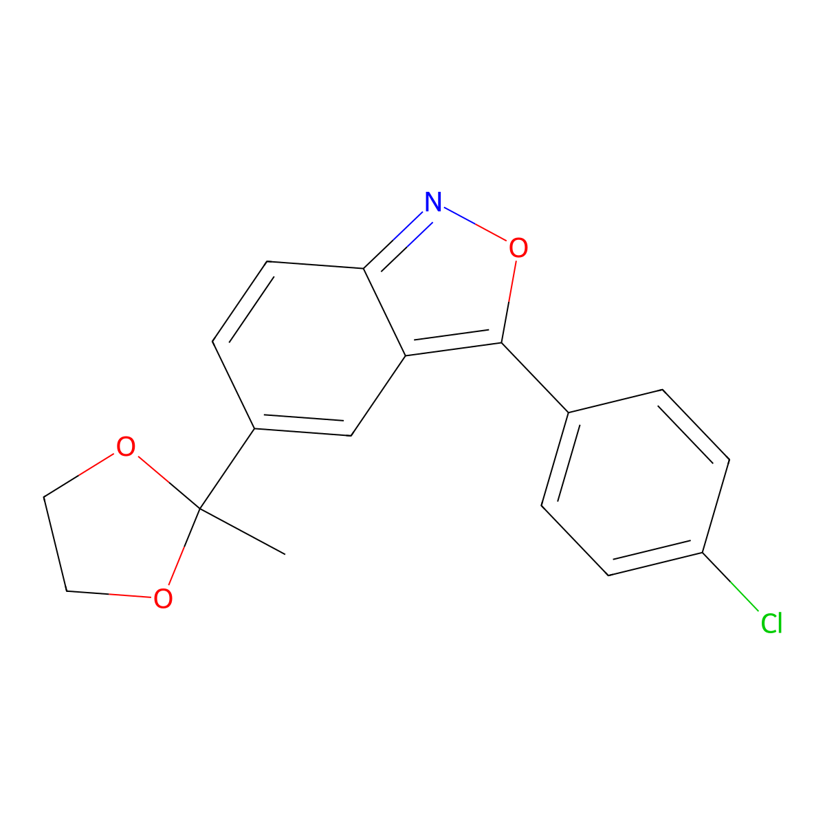 3-(4-Chlorophenyl)-5-(2-methyl-1,3-dioxolan-2-yl)benzo[c]isoxazole molecular structure, CAS 327041-41-8