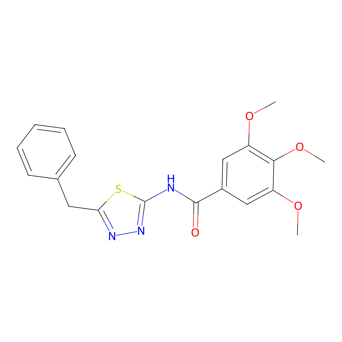 N-(5-benzyl-1,3,4-thiadiazol-2-yl)-3,4,5-trimethoxybenzamide molecular structure, CAS 327041-42-9