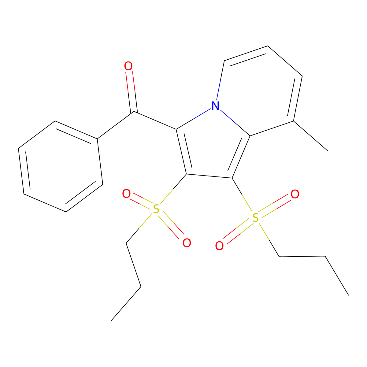 [8-Methyl-1,2-bis(propylsulfonyl)indolizin-3-yl]-phenylmethanone molecular structure, CAS 327041-67-8