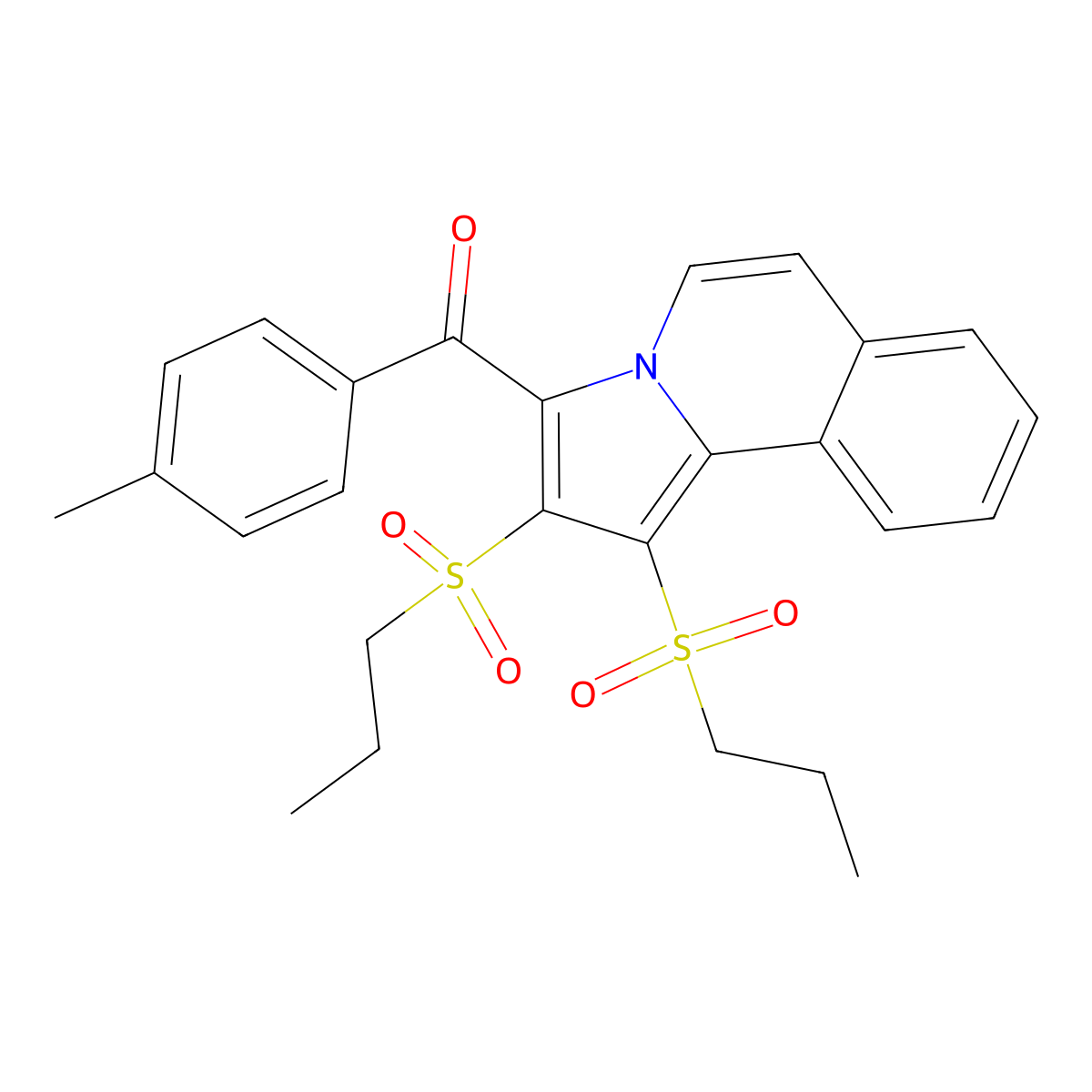 [1,2-Bis(propylsulfonyl)pyrrolo[2,1-a]isoquinolin-3-yl]-(4-methylphenyl)methanone molecular structure, CAS 327041-78-1
