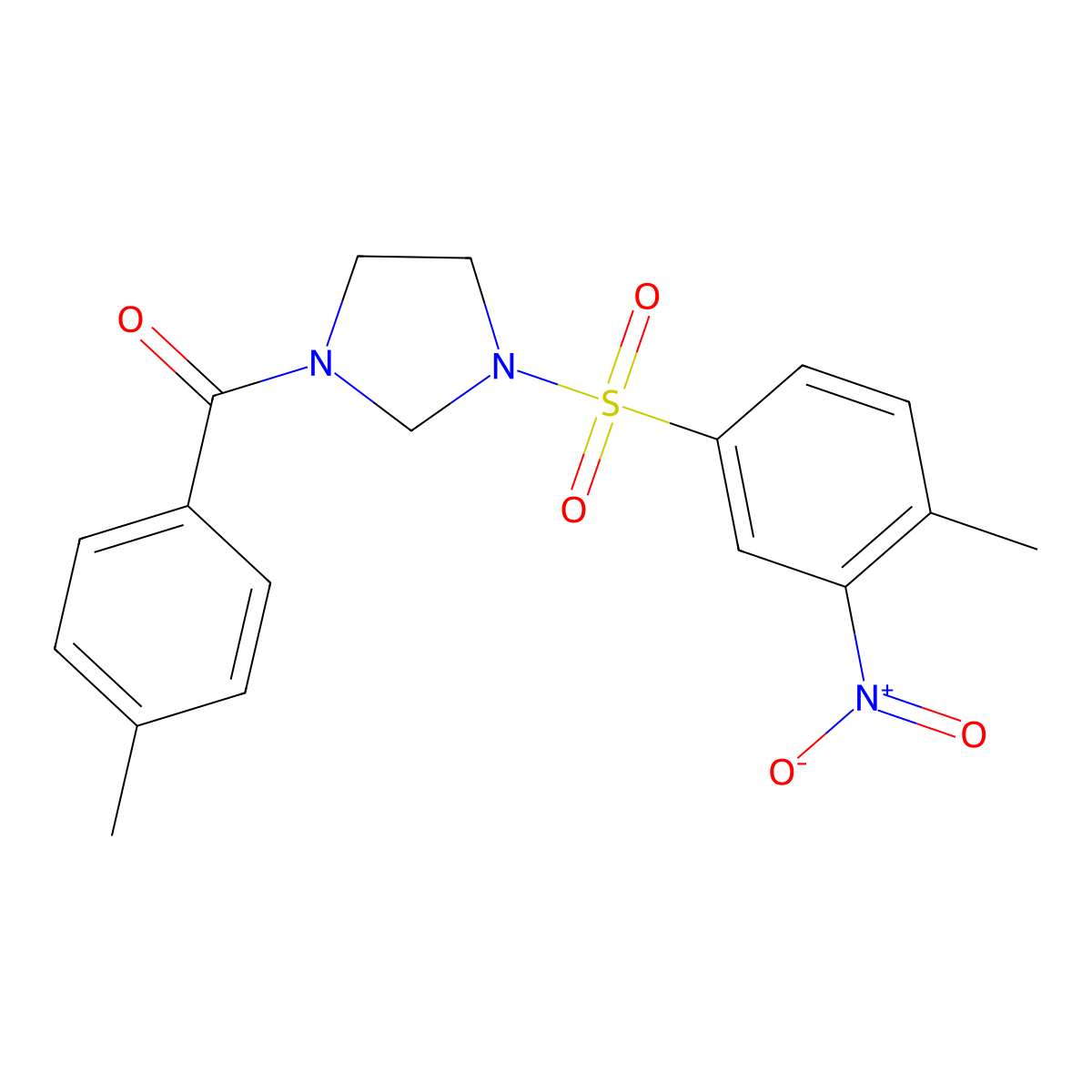 [3-(4-Methyl-3-nitrophenyl)sulfonylimidazolidin-1-yl]-(4-methylphenyl)methanone molecular structure, CAS 327042-62-6