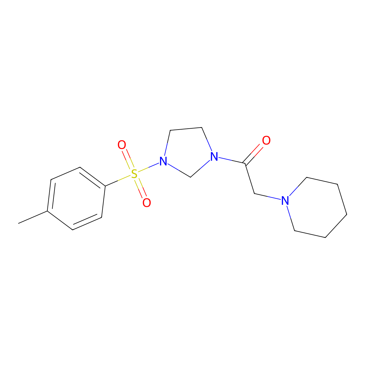1-[3-(4-Methylphenyl)sulfonylimidazolidin-1-yl]-2-piperidin-1-ylethanone molecular structure, CAS 327042-67-1