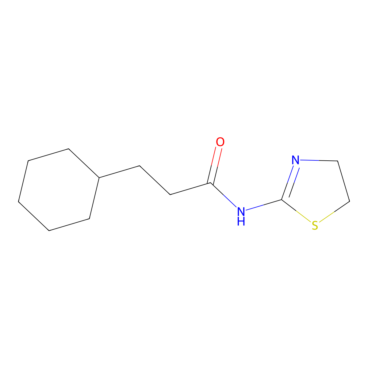 3-cyclohexyl-N-(4,5-dihydro-1,3-thiazol-2-yl)propanamide molecular structure, CAS 327043-45-8