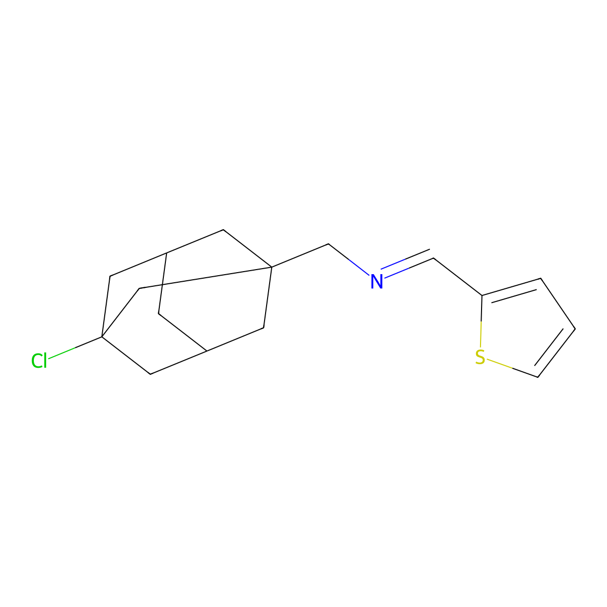 [(3-Chloroadamantan-1-yl)methyl][(thiophen-2-yl)methylidene]amine molecular structure, CAS 327043-47-0
