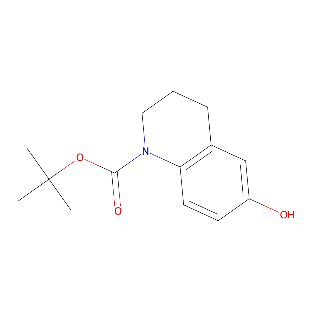 Tert-butyl 6-hydroxy-3,4-dihydroquinoline-1(2H)-carboxylate molecular structure, CAS 327044-56-4