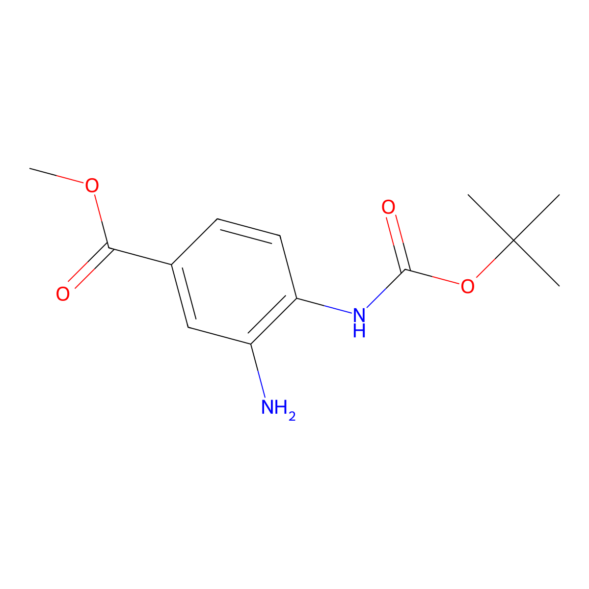 Methyl 3-amino-4-((tert-butoxycarbonyl)amino)benzoate molecular structure, CAS 327046-67-3