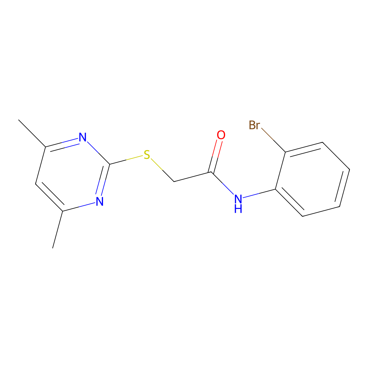 N-(2-bromophenyl)-2-[(4,6-dimethyl-2-pyrimidinyl)sulfanyl]acetamide molecular structure, CAS 327047-27-8