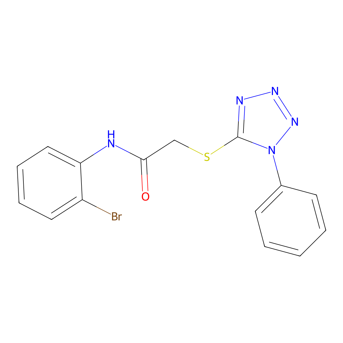 N-(2-bromophenyl)-2-(1-phenyltetrazol-5-yl)sulfanylacetamide molecular structure, CAS 327047-31-4