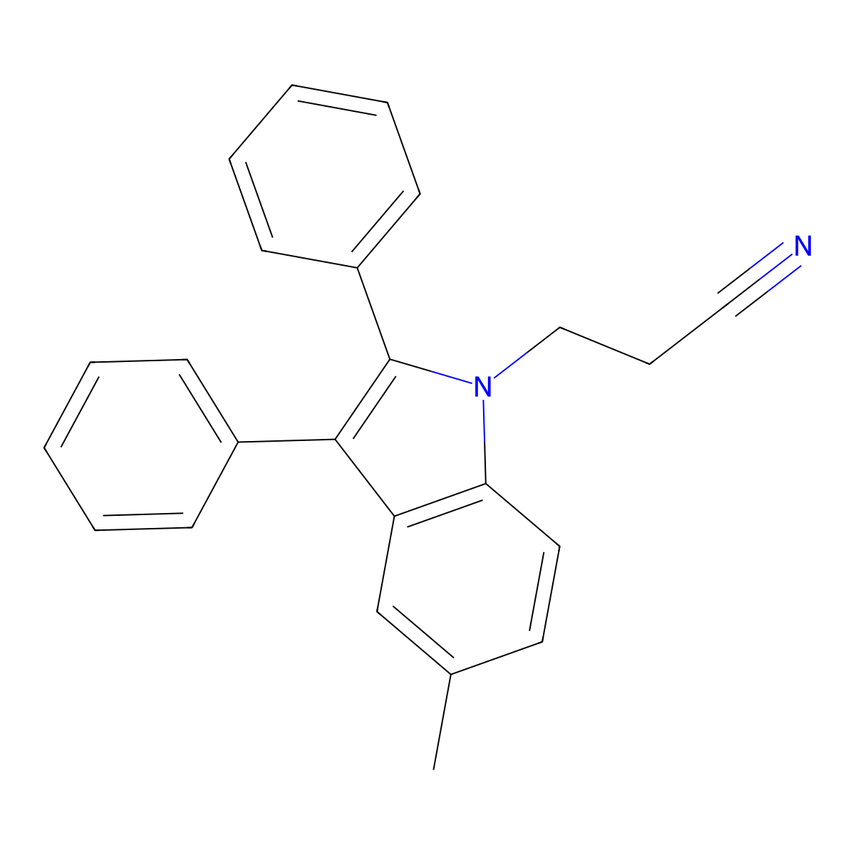3-(5-methyl-2,3-diphenyl-1H-indol-1-yl)propanenitrile molecular structure, CAS 327048-35-1