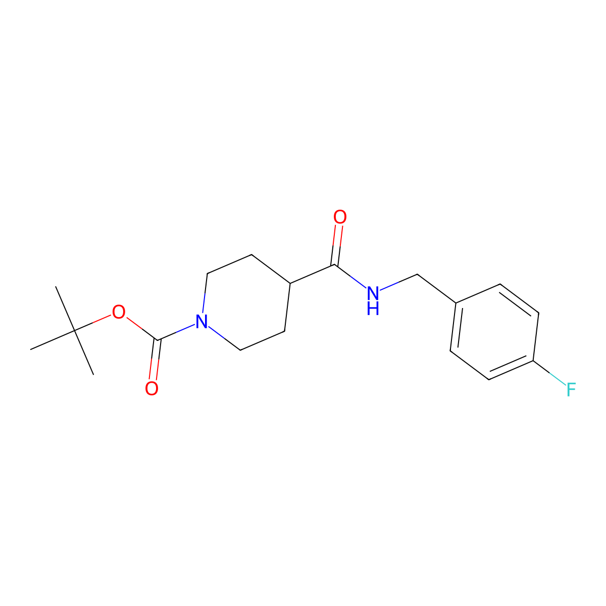 tert-Butyl 4-((4-fluorobenzyl)carbamoyl)piperidine-1-carboxylate molecular structure, CAS 327048-63-5