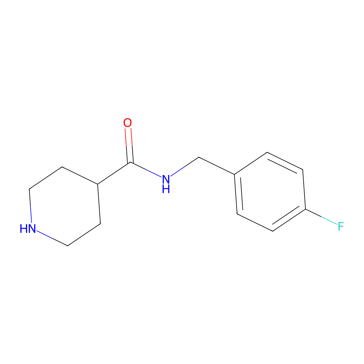 N-[(4-fluorophenyl)methyl]piperidine-4-carboxamide molecular structure, CAS 327048-64-6