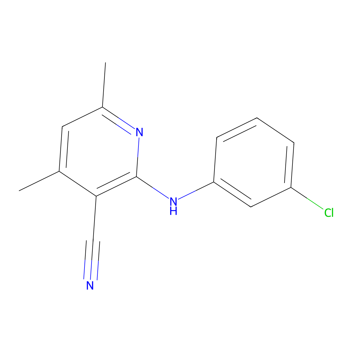 2-[(3-Chlorophenyl)amino]-4,6-dimethylnicotinonitrile molecular structure, CAS 327049-50-3
