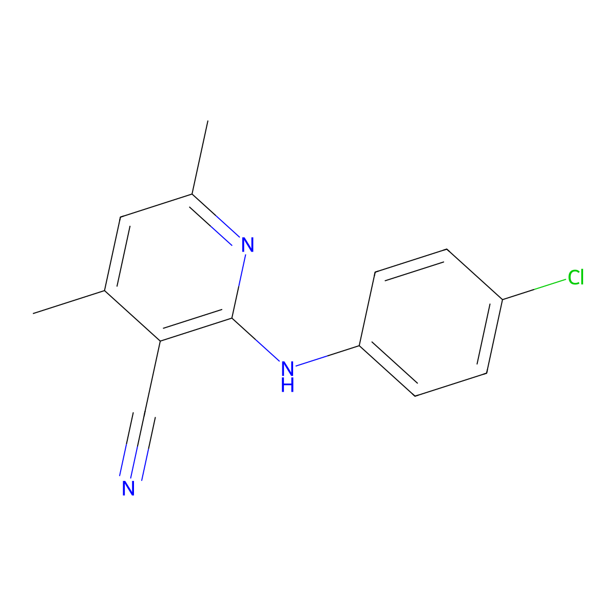 2-[(4-Chlorophenyl)amino]-4,6-dimethylnicotinonitrile molecular structure, CAS 327049-51-4