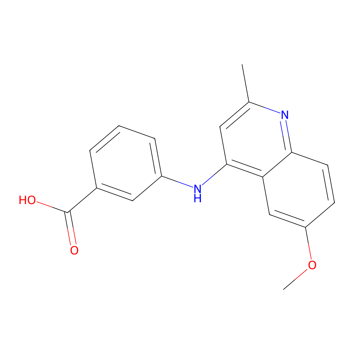 3-[(6-Methoxy-2-methylquinolin-4-yl)amino]benzoic acid molecular structure, CAS 327049-63-8