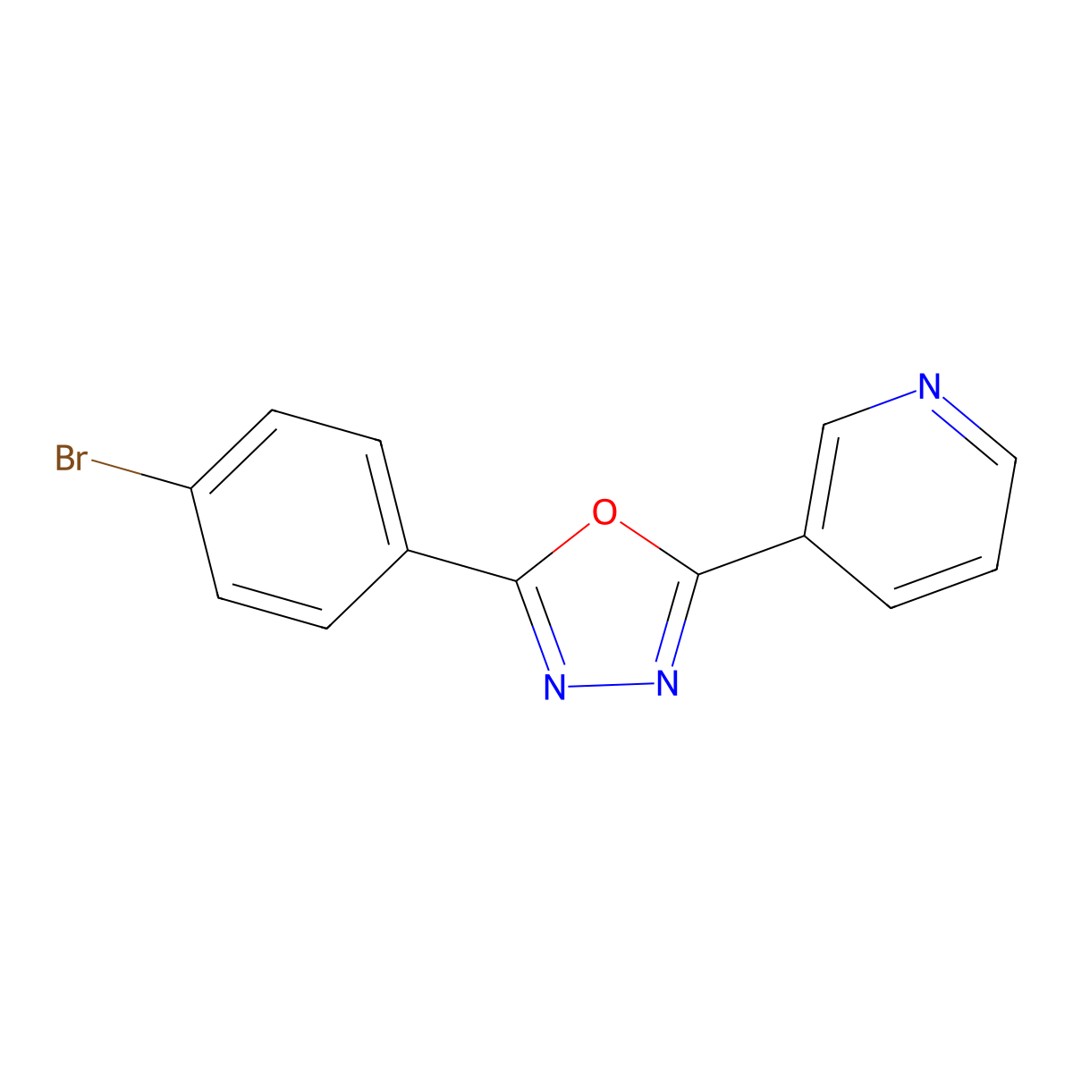 2-(4-Bromophenyl)-5-pyridin-3-yl-1,3,4-oxadiazole molecular structure, CAS 327049-76-3