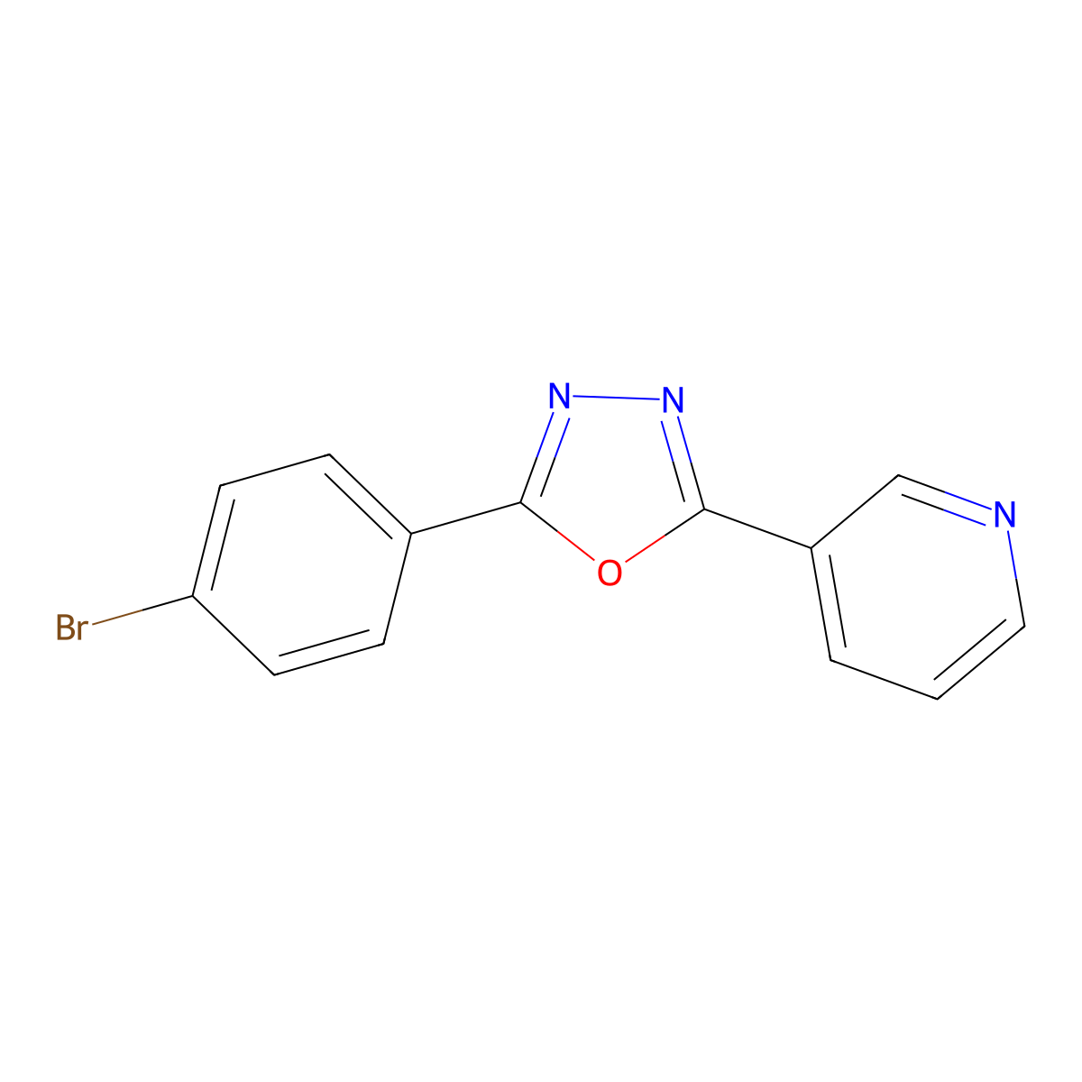 2-(4-Bromophenyl)-5-pyridin-3-yl-1,3,4-oxadiazole molecular structure, CAS 327049-76-3