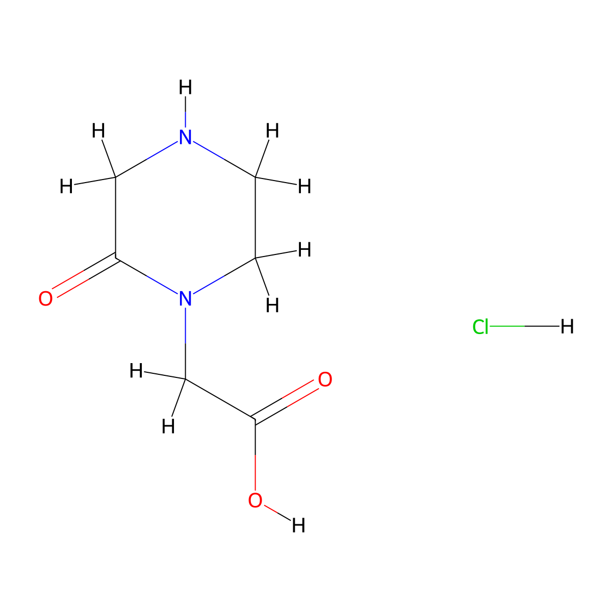 2-Oxo-1-piperazineacetic acid HCl molecular structure, CAS 32705-76-3