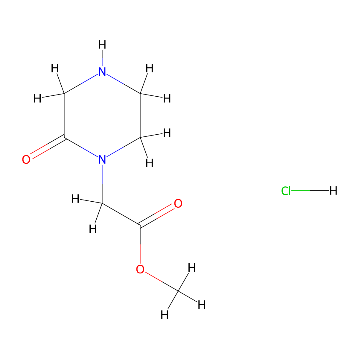 Methyl 2-(2-oxopiperazin-1-yl)acetate hydrochloride molecular structure, CAS 32705-78-5