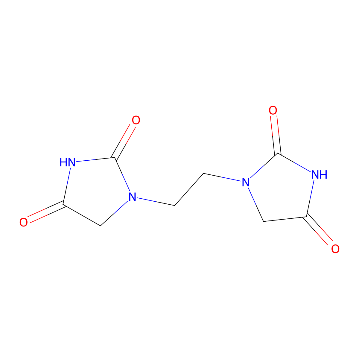 1,1'-(Ethane-1,2-diyl)bisimidazolidine-2,4-dione molecular structure, CAS 32705-90-1