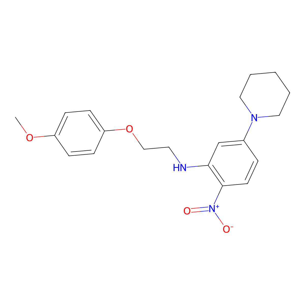 N-[2-(4-methoxyphenoxy)ethyl]-2-nitro-5-piperidin-1-ylaniline molecular structure, CAS 327050-36-2