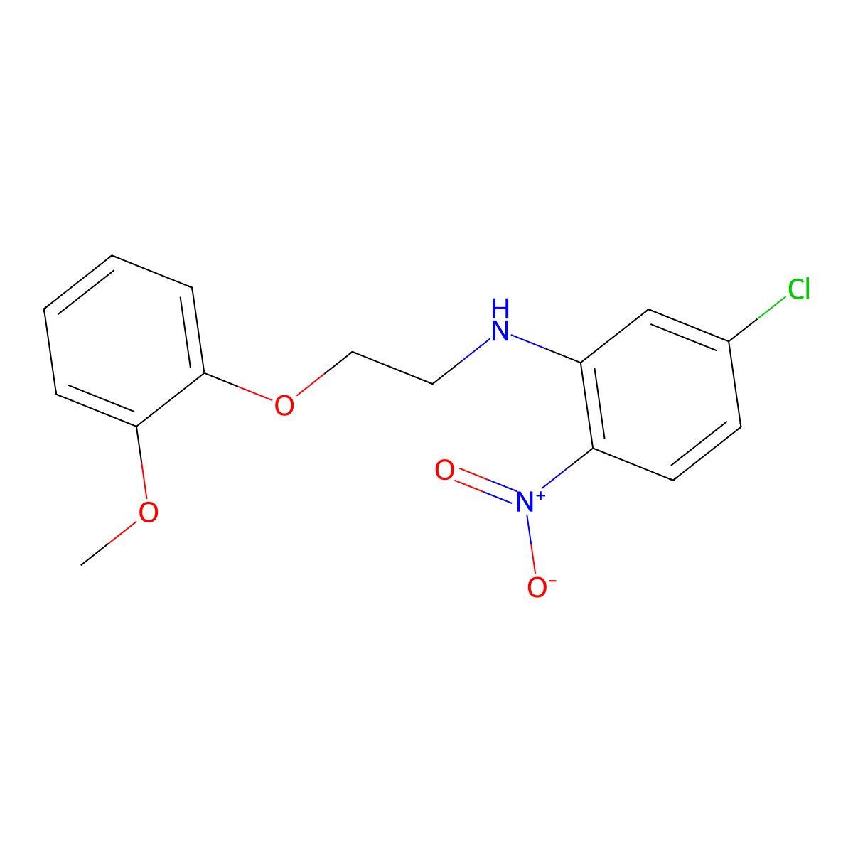 5-chloro-N-[2-(2-methoxyphenoxy)ethyl]-2-nitroaniline molecular structure, CAS 327050-42-0