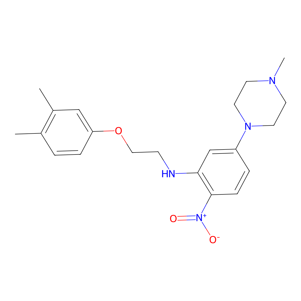 N-[2-(3,4-dimethylphenoxy)ethyl]-5-(4-methylpiperazin-1-yl)-2-nitroaniline molecular structure, CAS 327050-45-3