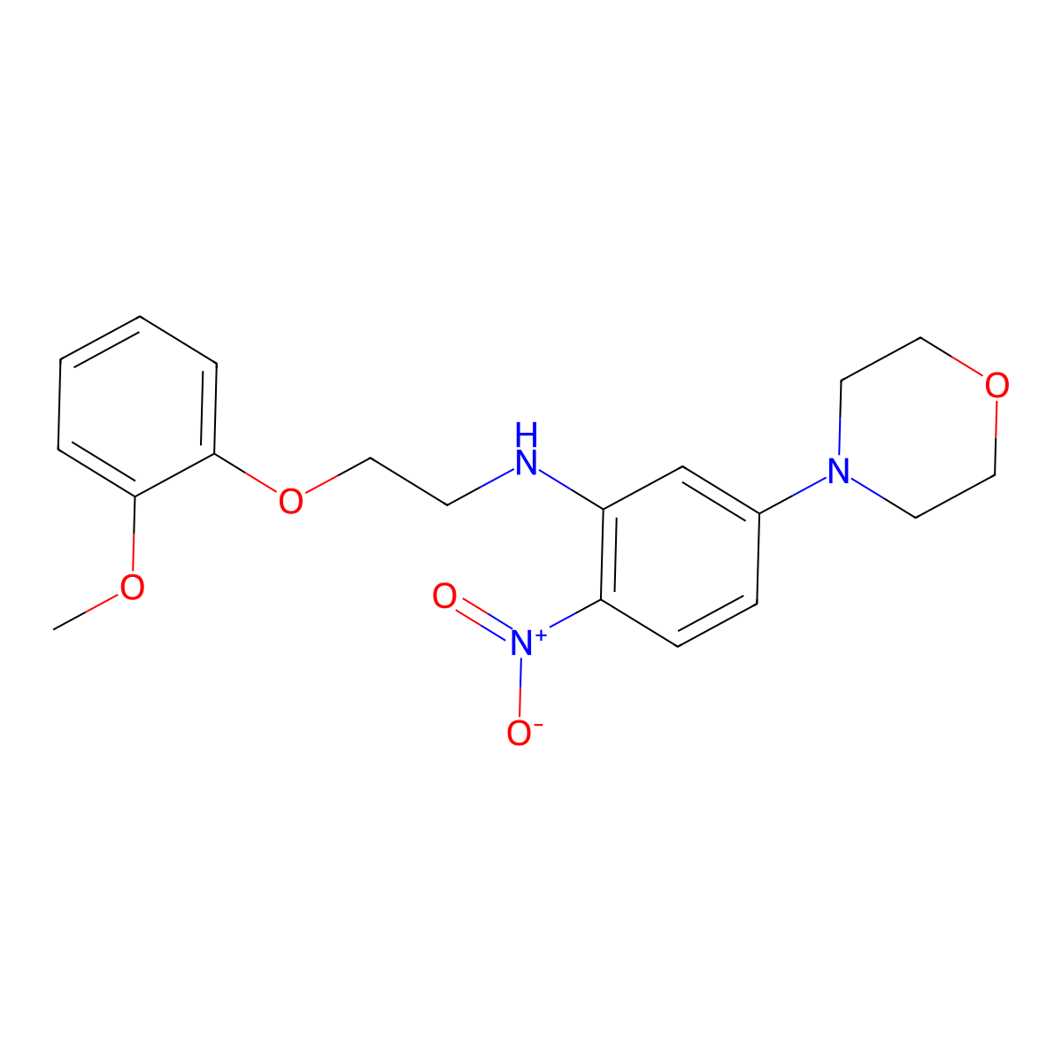 N-[2-(2-methoxyphenoxy)ethyl]-5-morpholin-4-yl-2-nitroaniline molecular structure, CAS 327050-46-4