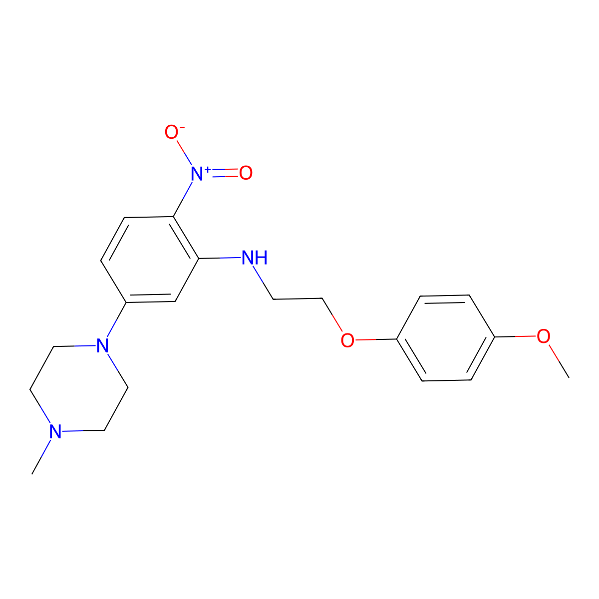 N-[2-(4-methoxyphenoxy)ethyl]-5-(4-methylpiperazin-1-yl)-2-nitroaniline molecular structure, CAS 327050-47-5