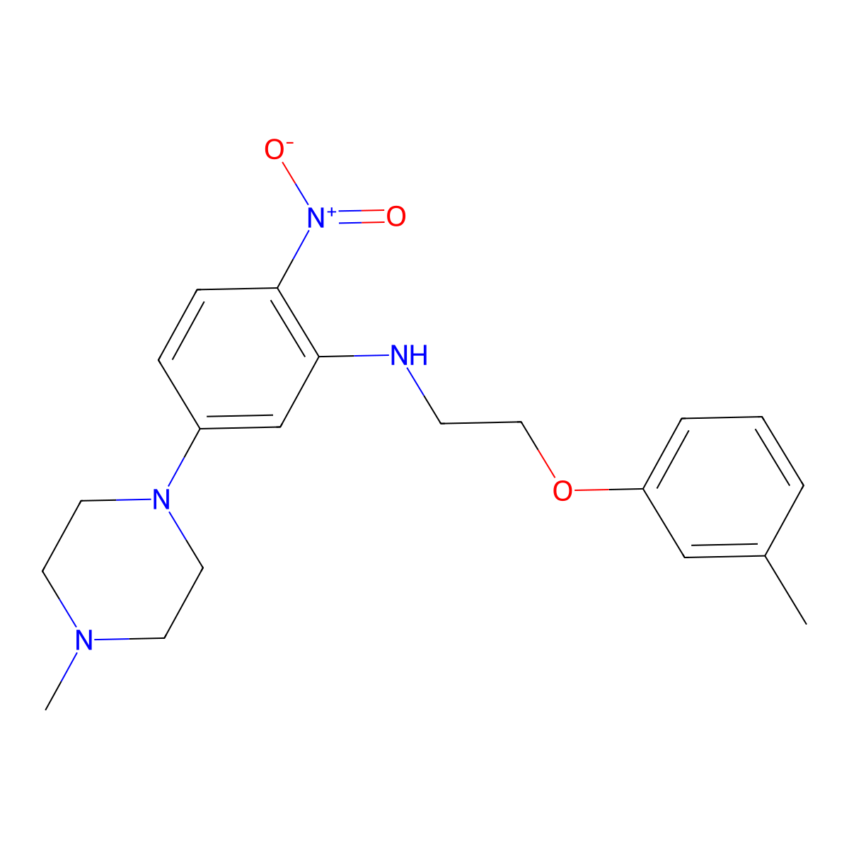 N-[2-(3-methylphenoxy)ethyl]-5-(4-methylpiperazin-1-yl)-2-nitroaniline molecular structure, CAS 327050-49-7