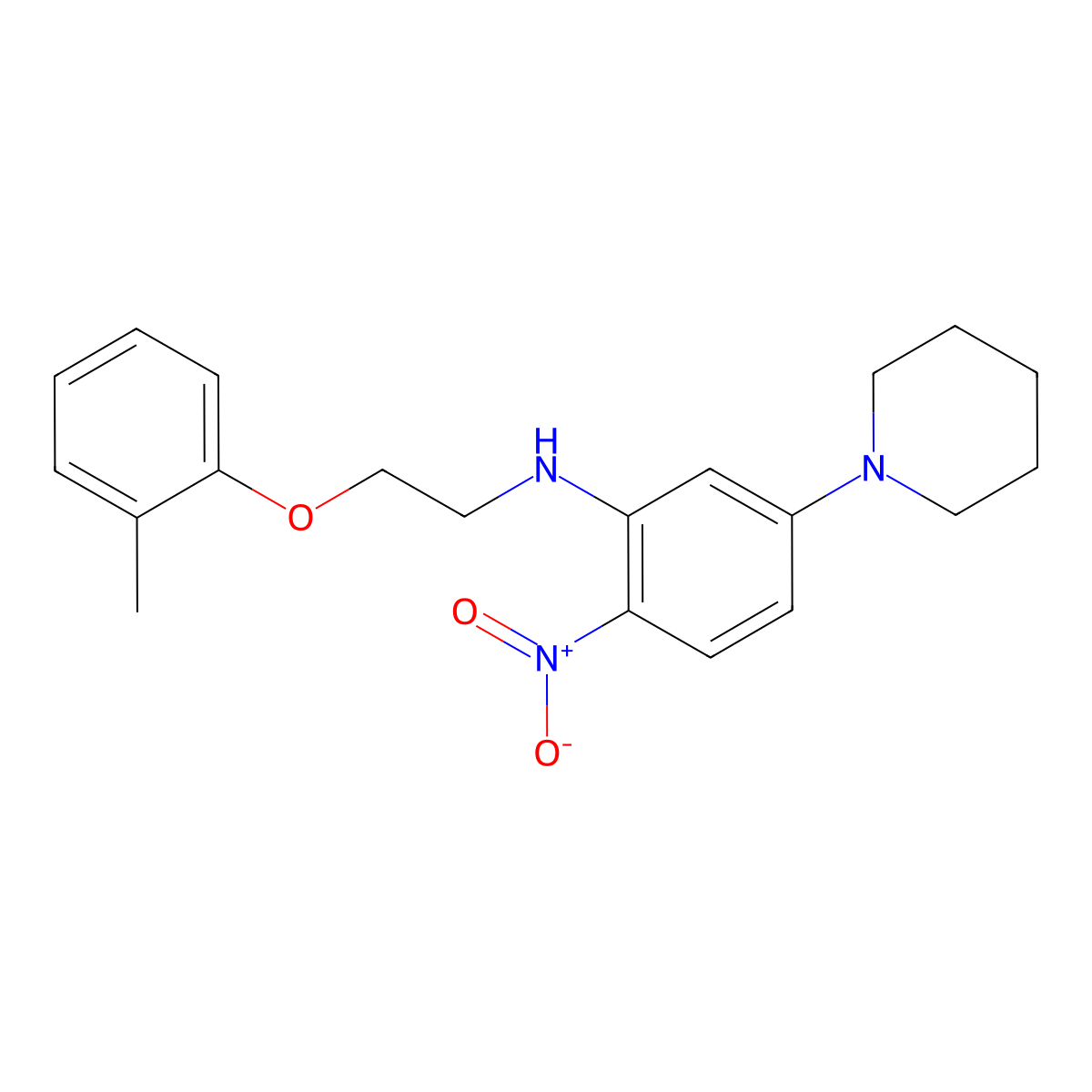 N-[2-(2-methylphenoxy)ethyl]-2-nitro-5-piperidin-1-ylaniline molecular structure, CAS 327050-52-2