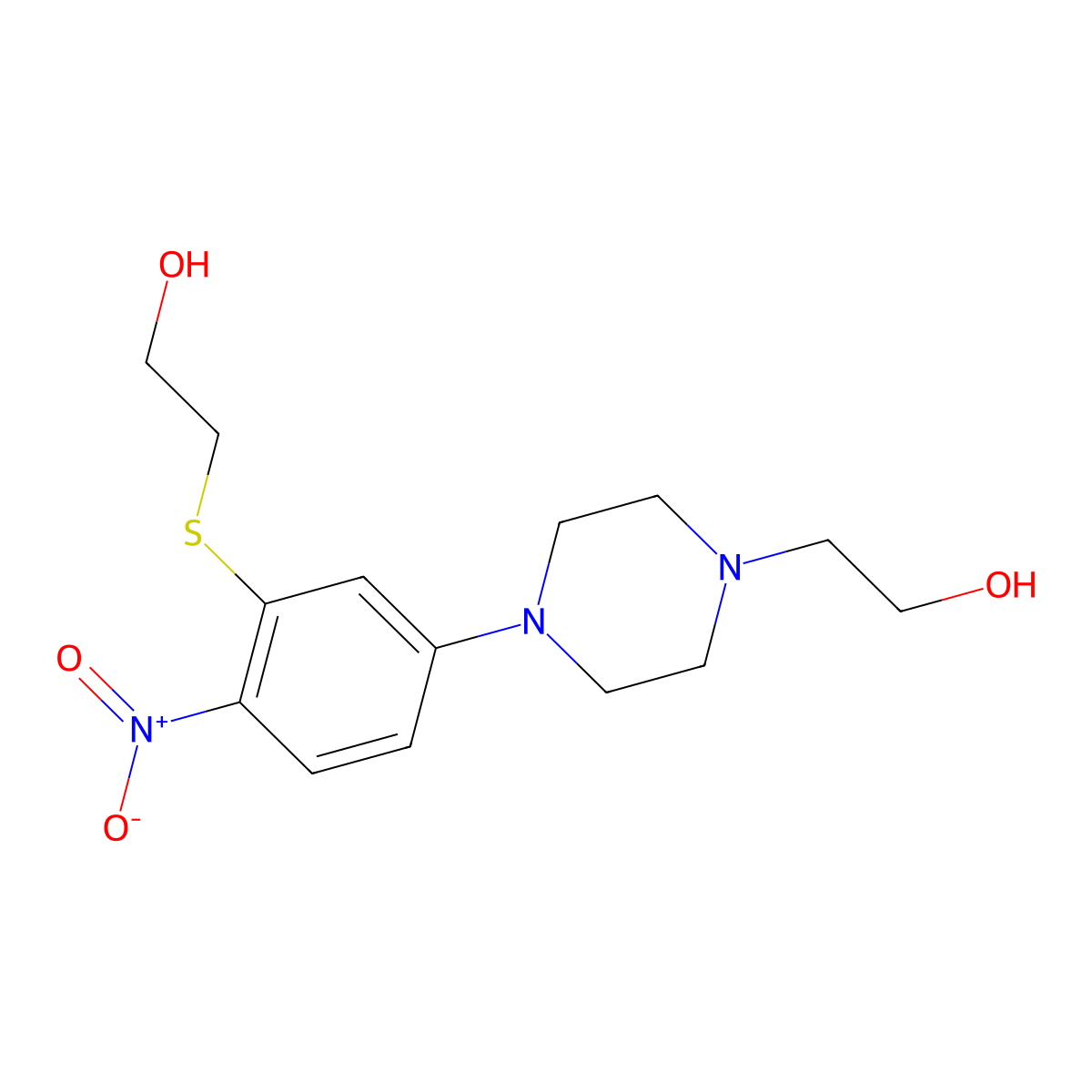 2-[4-[3-(2-Hydroxyethylsulfanyl)-4-nitrophenyl]piperazin-1-yl]ethanol molecular structure, CAS 327050-55-5