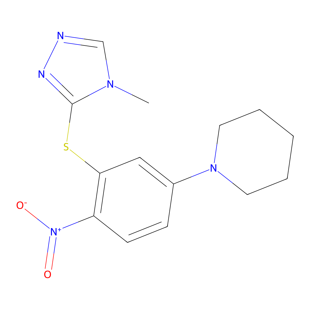 1-[3-[(4-Methyl-1,2,4-triazol-3-yl)sulfanyl]-4-nitrophenyl]piperidine molecular structure, CAS 327050-75-9