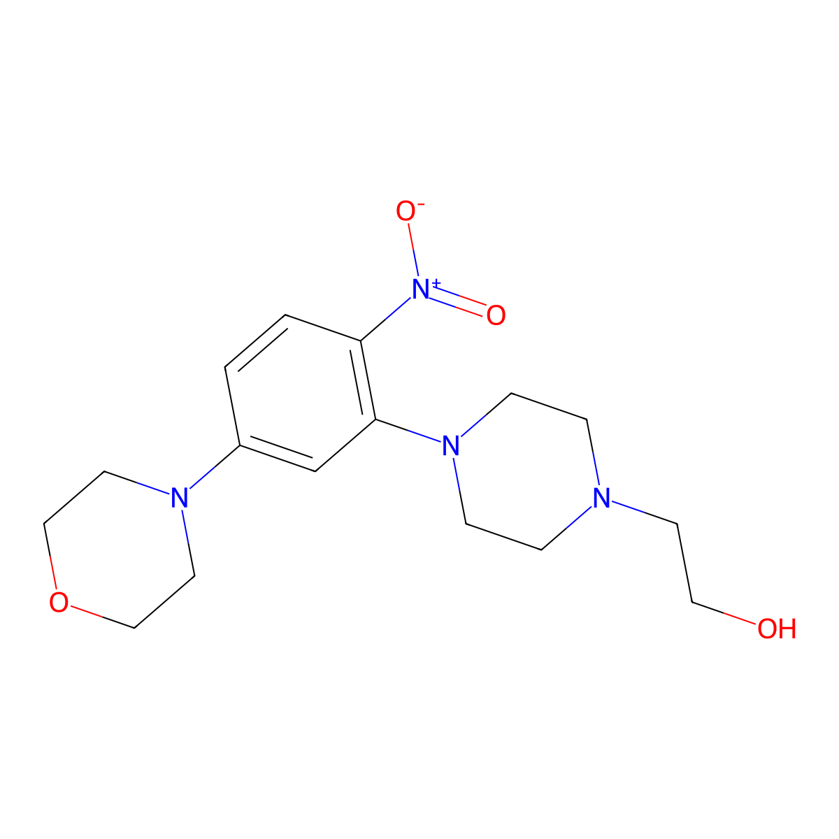 2-[4-(5-Morpholin-4-yl-2-nitrophenyl)piperazin-1-yl]ethanol molecular structure, CAS 327050-76-0