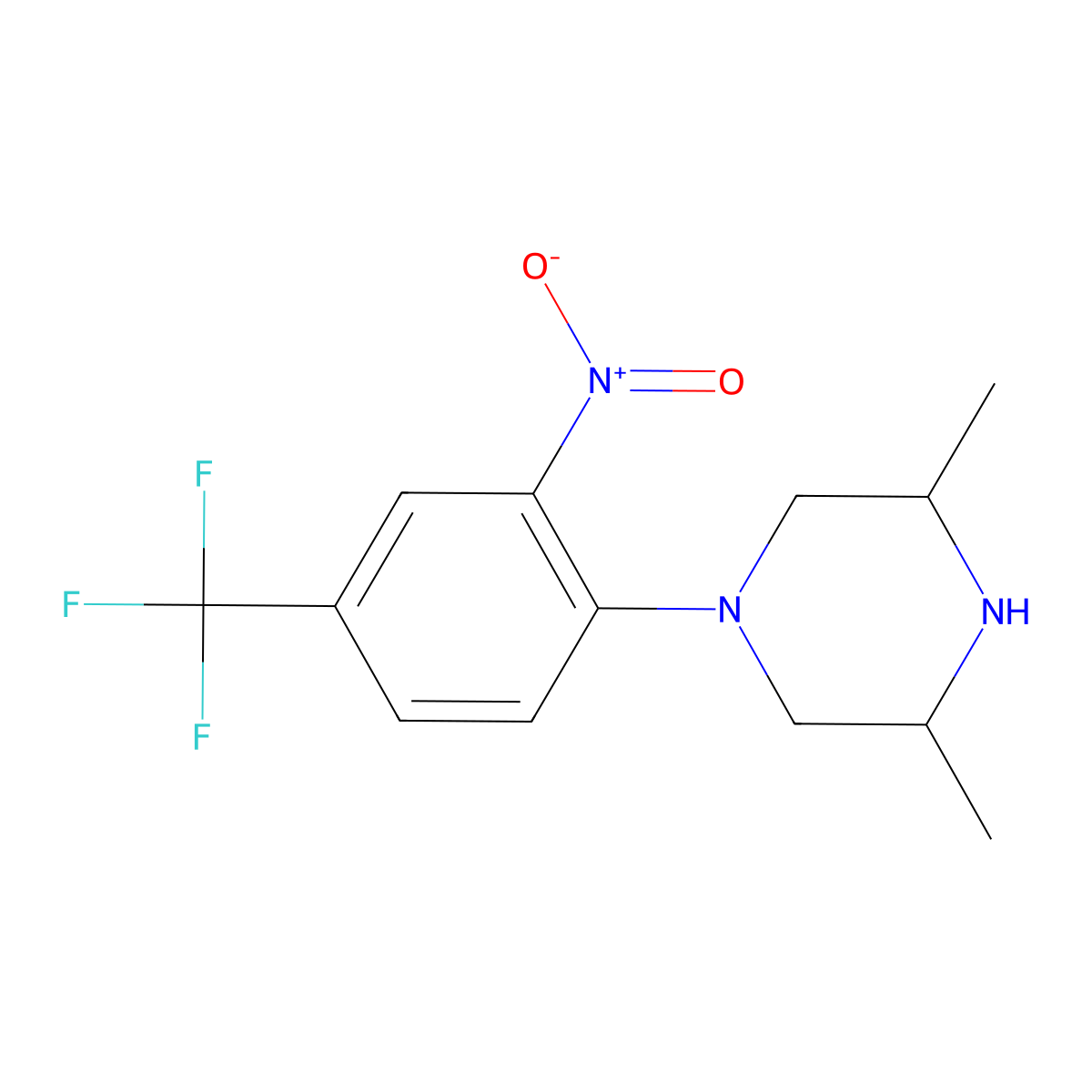 3,5-Dimethyl-1-[2-nitro-4-(trifluoromethyl)phenyl]piperazine molecular structure, CAS 327050-81-7