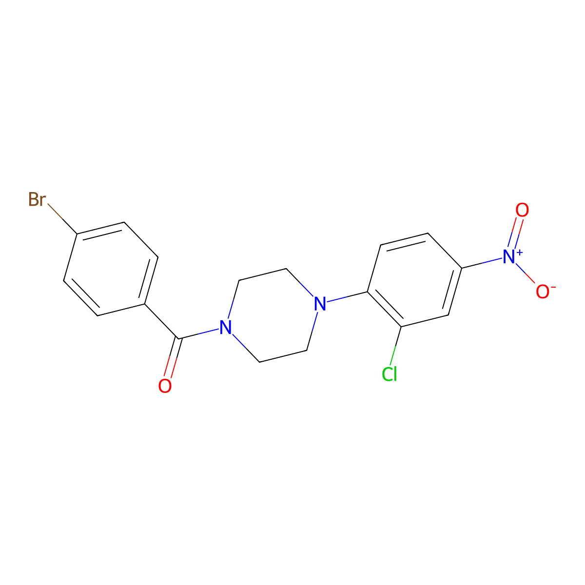 (4-Bromophenyl)-[4-(2-chloro-4-nitrophenyl)piperazin-1-yl]methanone molecular structure, CAS 327050-82-8