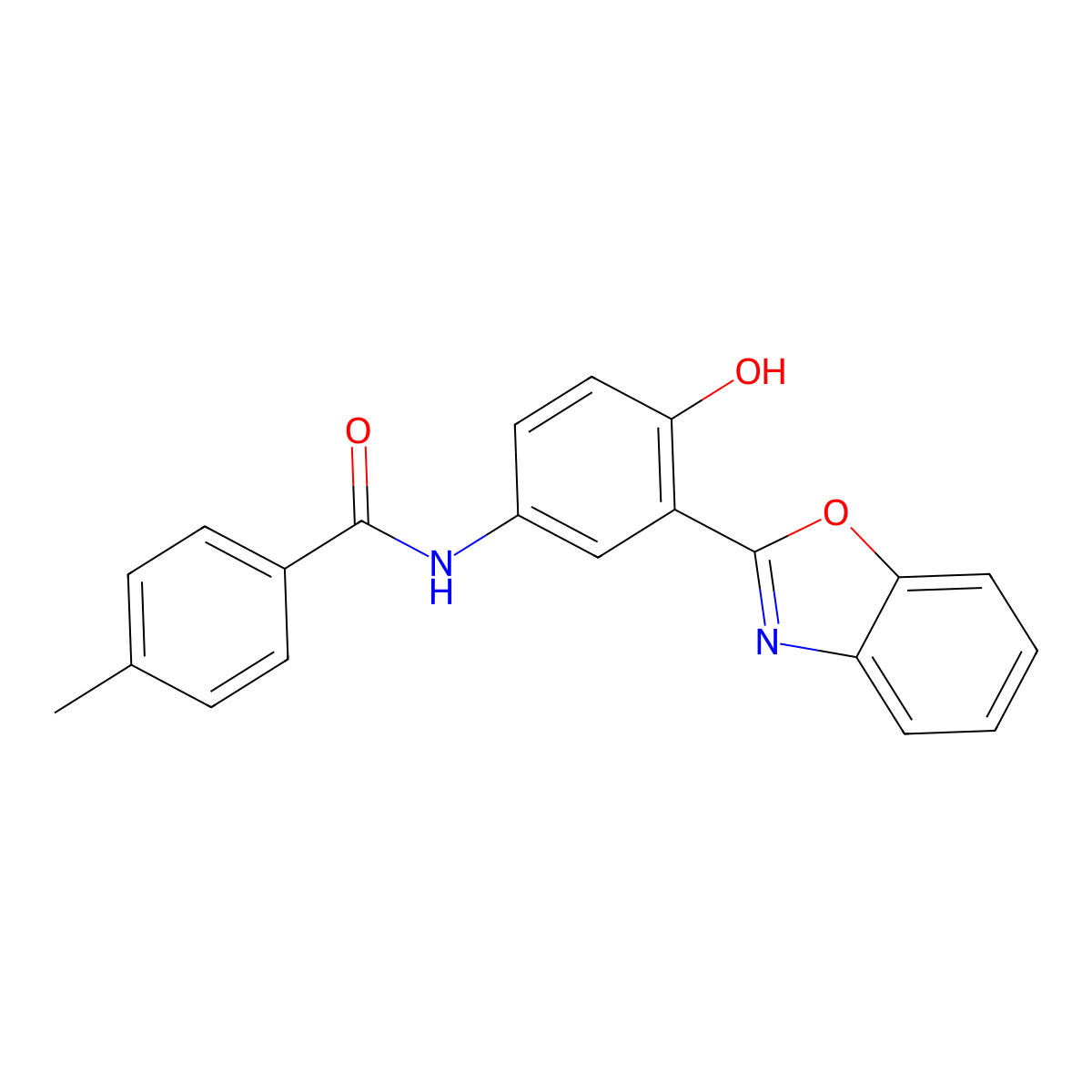 N-[3-(1,3-benzoxazol-2-yl)-4-hydroxyphenyl]-4-methylbenzamide molecular structure, CAS 327051-14-9