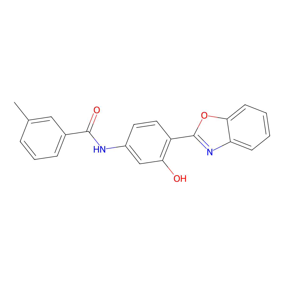 N-[4-(1,3-benzoxazol-2-yl)-3-hydroxyphenyl]-3-methylbenzamide molecular structure, CAS 327051-43-4