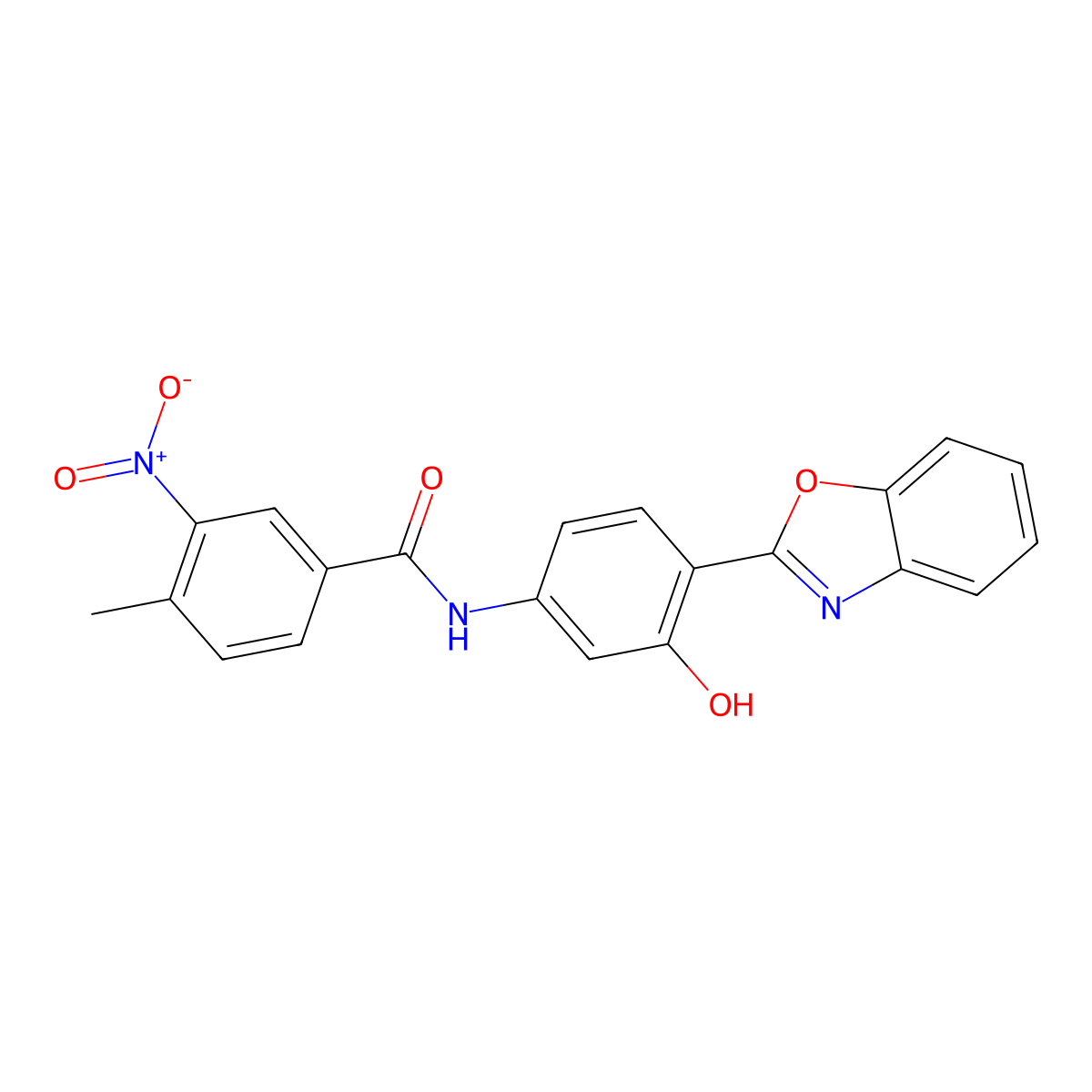 N-[4-(1,3-benzoxazol-2-yl)-3-hydroxyphenyl]-4-methyl-3-nitrobenzamide molecular structure, CAS 327051-48-9