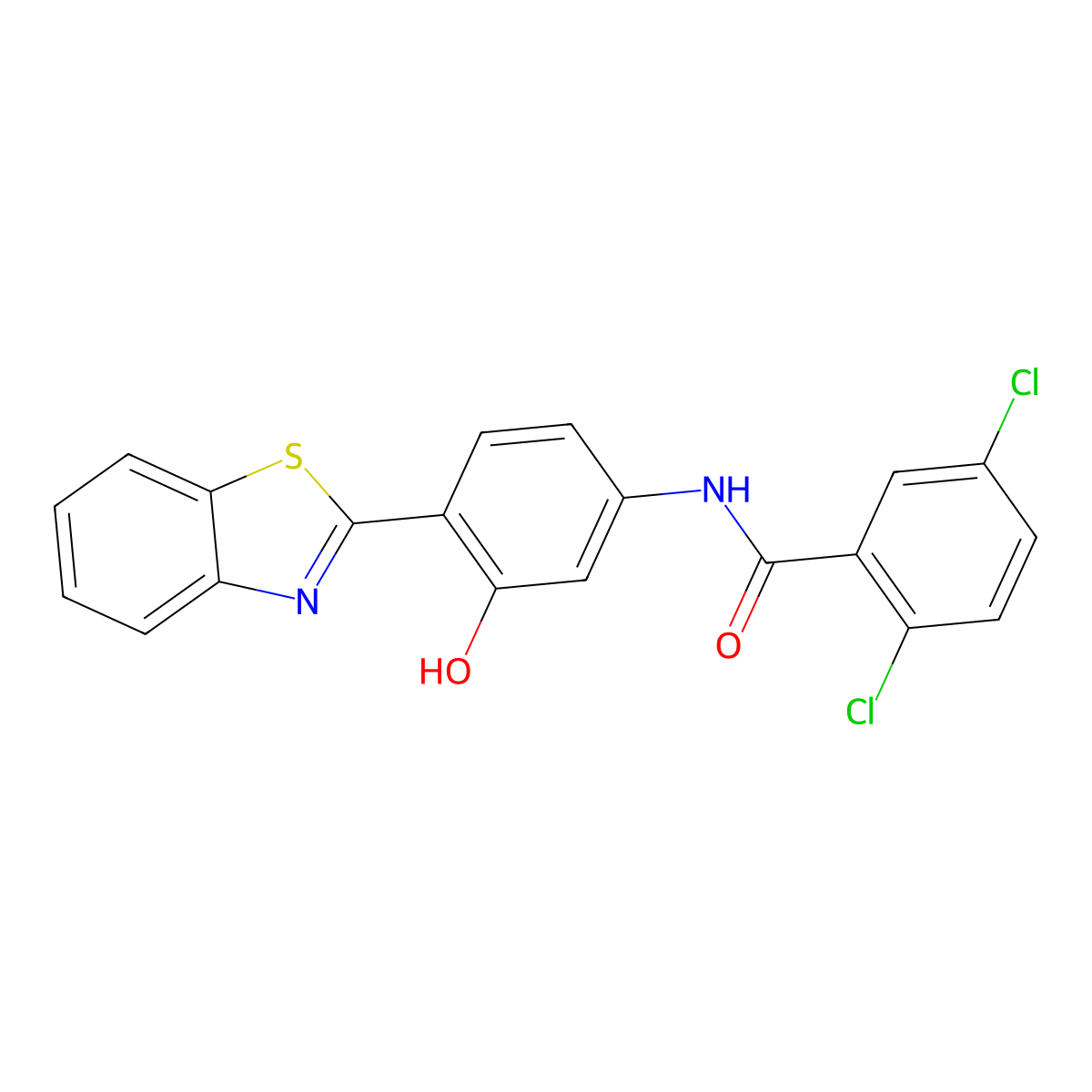 N-(4-(Benzo[d]thiazol-2-yl)-3-hydroxyphenyl)-2,5-dichlorobenzamide molecular structure, CAS 327051-69-4