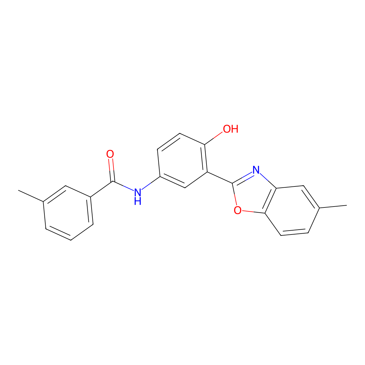 N-[4-hydroxy-3-(5-methyl-1,3-benzoxazol-2-yl)phenyl]-3-methylbenzamide molecular structure, CAS 327051-82-1