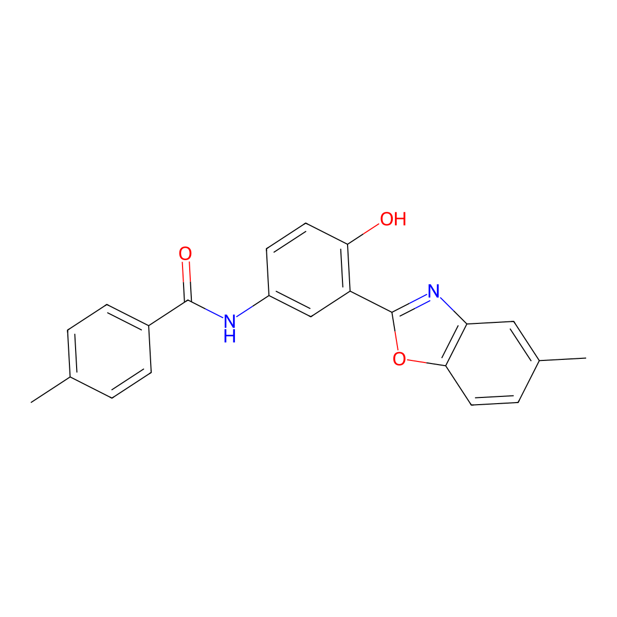 N-[4-hydroxy-3-(5-methyl-1,3-benzoxazol-2-yl)phenyl]-4-methylbenzamide molecular structure, CAS 327051-84-3