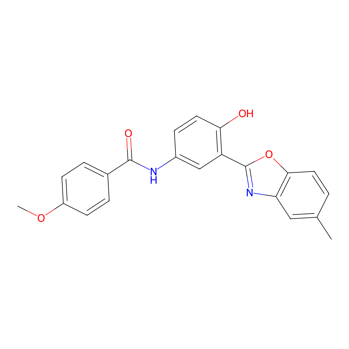 N-[4-hydroxy-3-(5-methyl-1,3-benzoxazol-2-yl)phenyl]-4-methoxybenzamide molecular structure, CAS 327051-88-7
