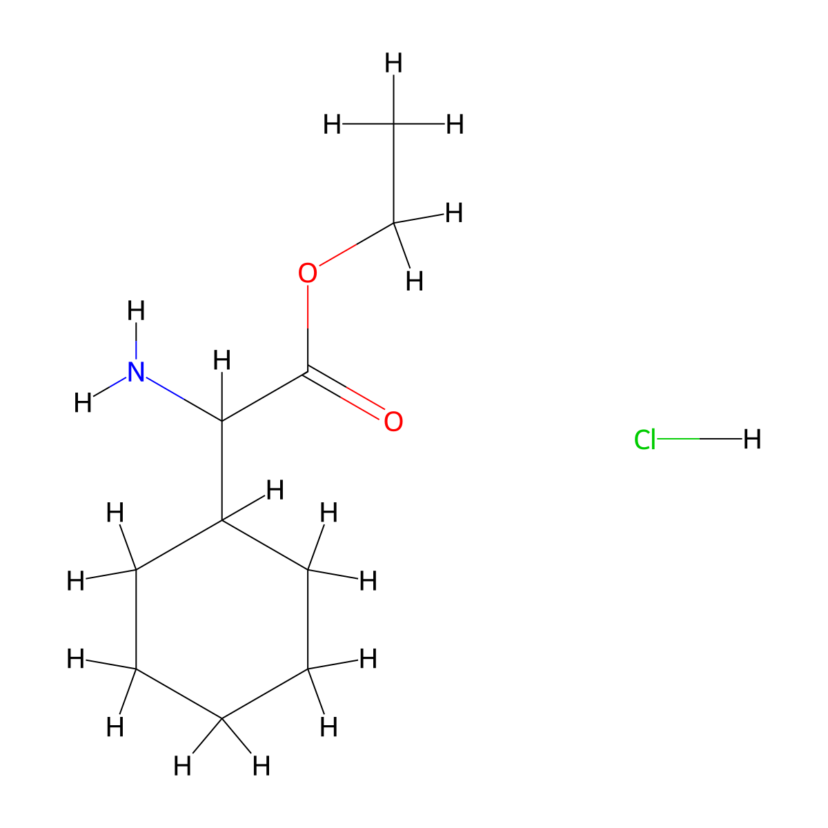 Ethyl 2-amino-2-cyclohexylacetate hydrochloride molecular structure, CAS 327052-06-2