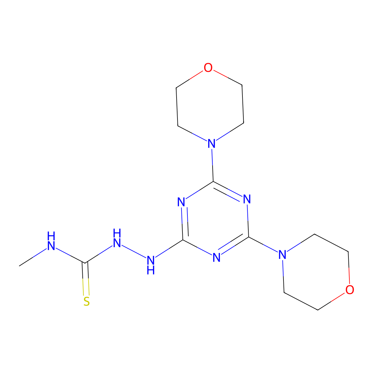 2-(4,6-dimorpholino-1,3,5-triazin-2-yl)-N-methylhydrazinecarbothioamide molecular structure, CAS 327053-90-7