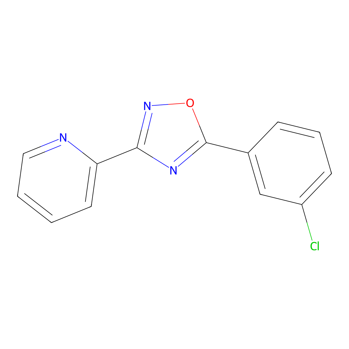 2-[5-(3-Chlorophenyl)-1,2,4-oxadiazol-3-yl]pyridine molecular structure, CAS 327056-08-6