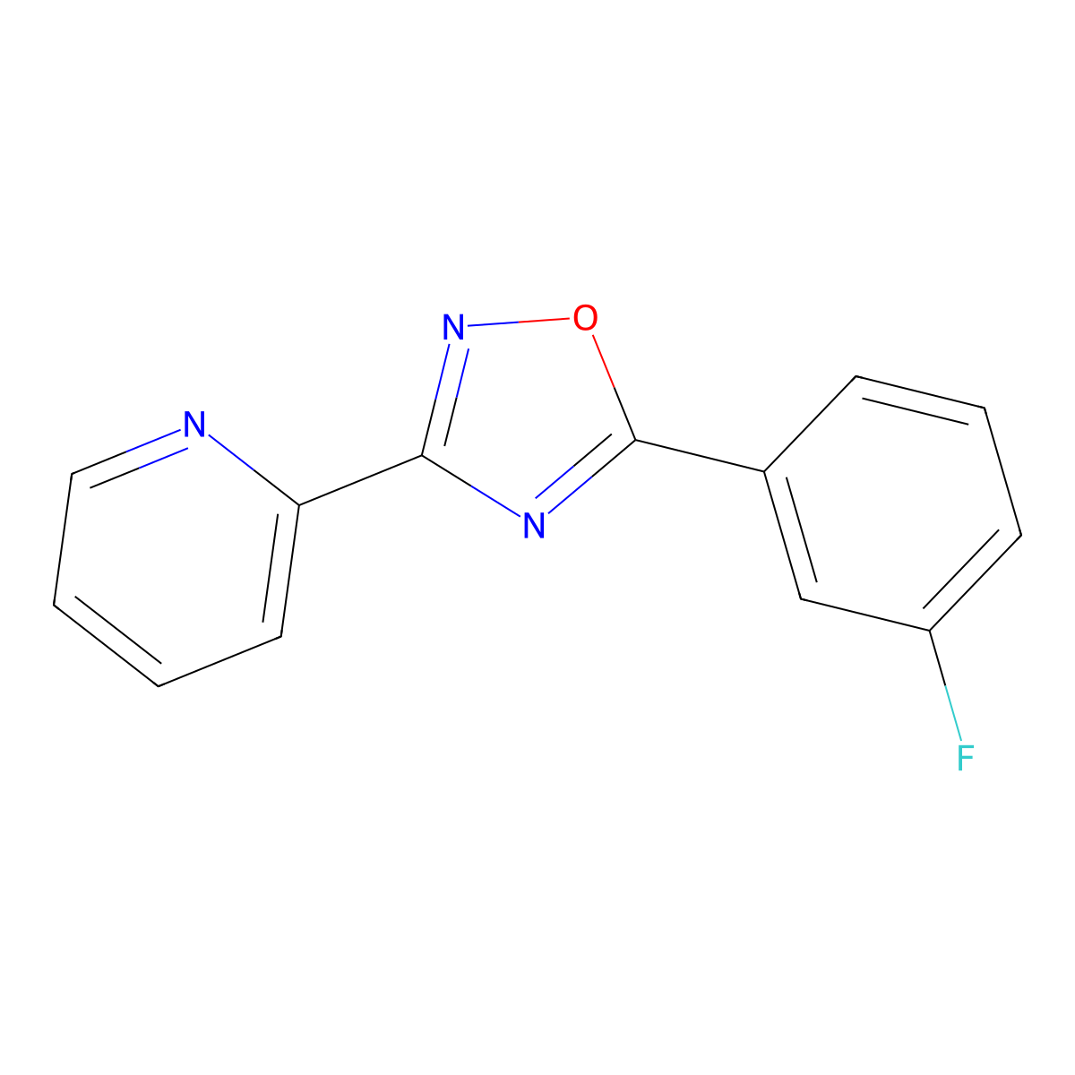 3-(2-Pyridyl)-5-(3-fluorophenyl)-1,2,4-oxadiazole molecular structure, CAS 327056-11-1