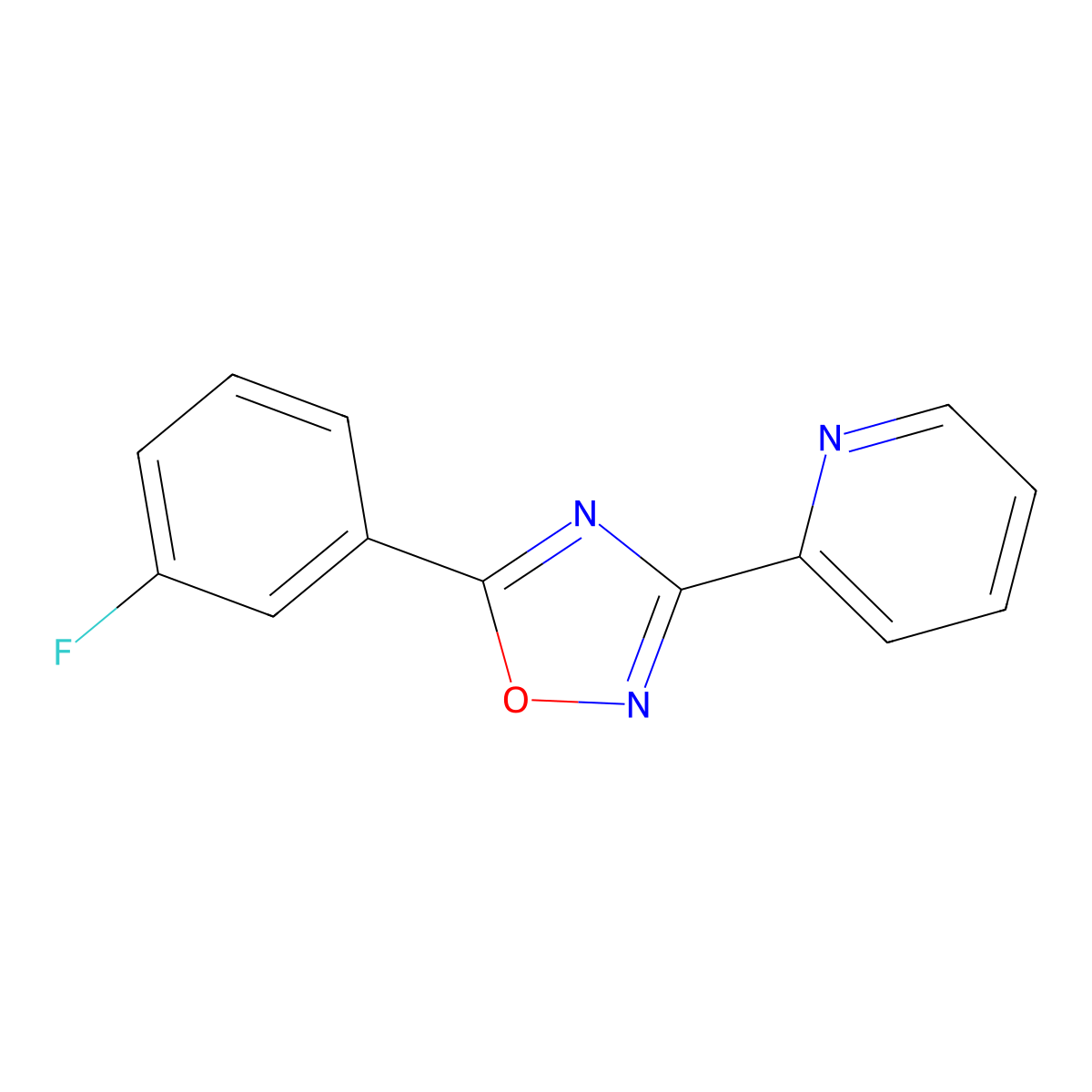 3-(2-Pyridyl)-5-(3-fluorophenyl)-1,2,4-oxadiazole molecular structure, CAS 327056-11-1