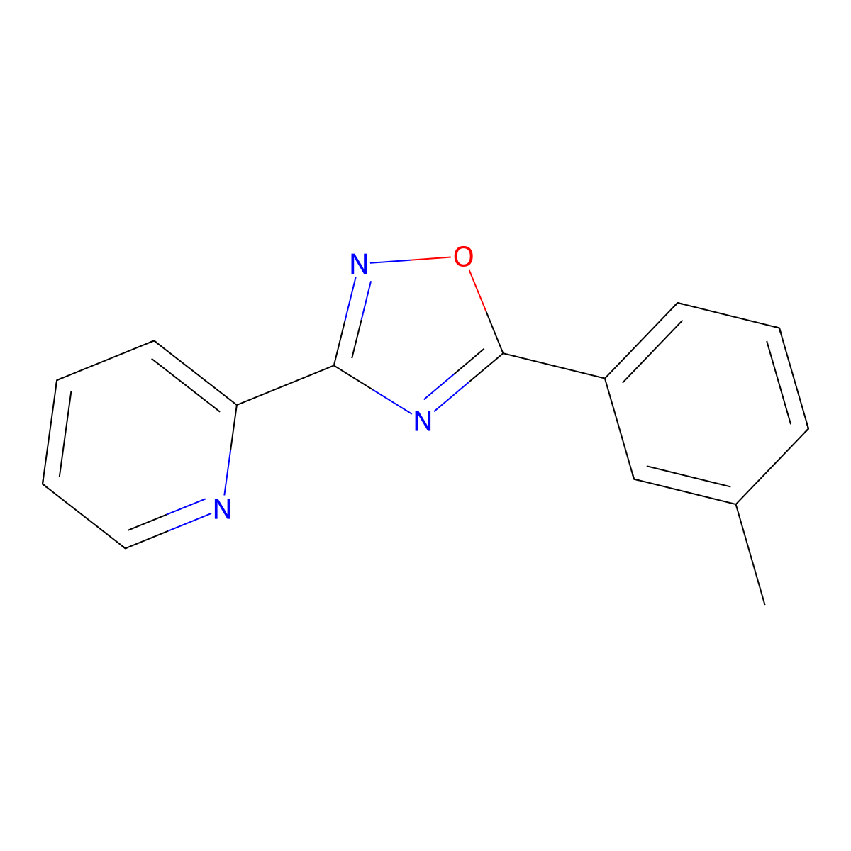 3-(Pyridin-2-yl)-5-(3-methylphenyl)-1,2,4-oxadiazole molecular structure, CAS 327056-12-2