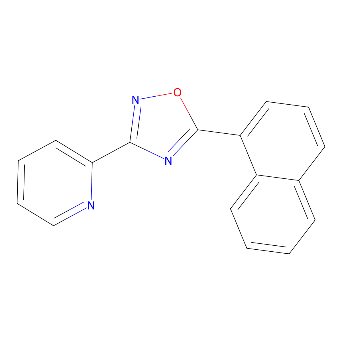 5-Naphthalen-1-yl-3-pyridin-2-yl-1,2,4-oxadiazole molecular structure, CAS 327056-13-3